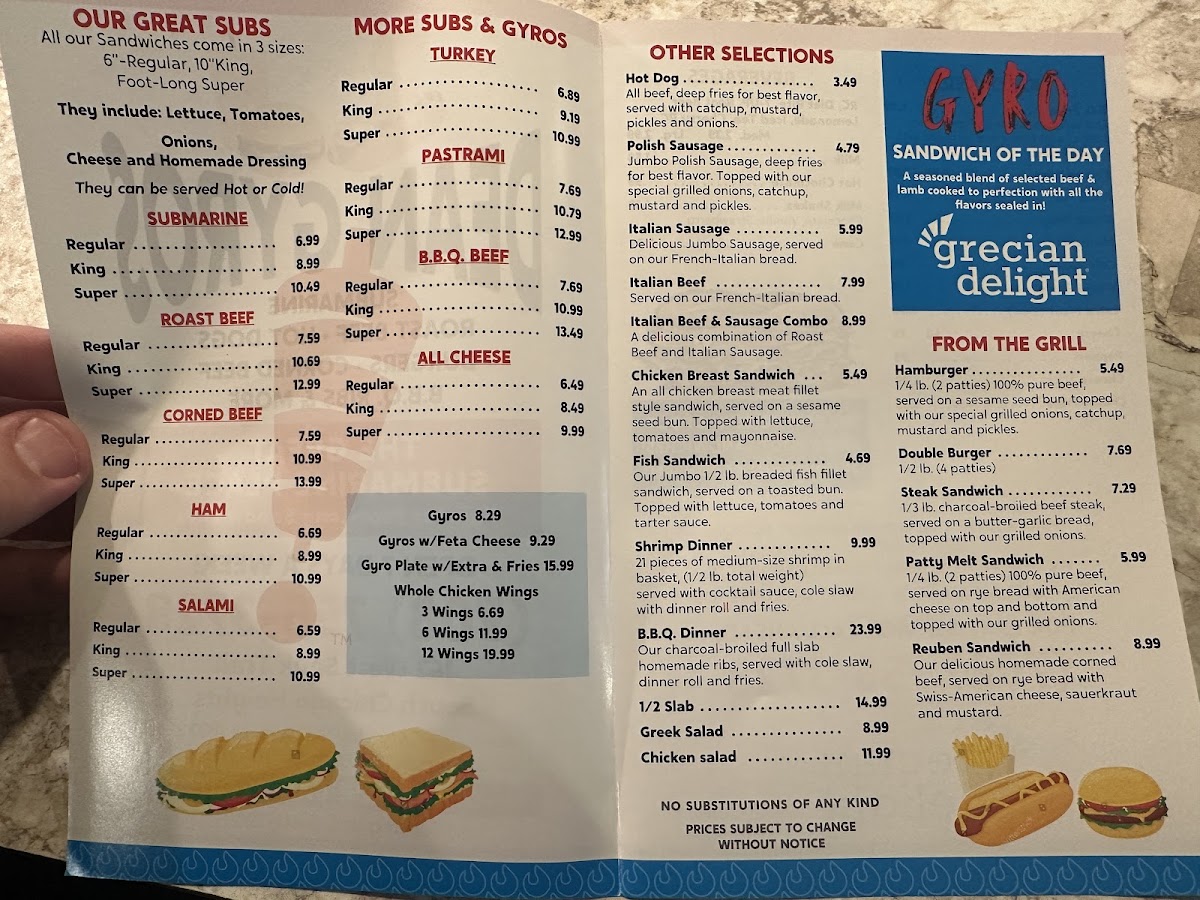 Dean Gyros Menu - Image 1